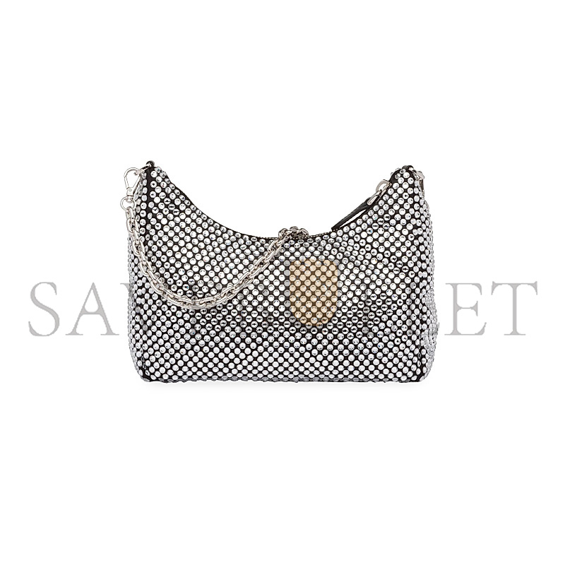 PRADA RE-EDITION 2005 CRYSTAL-EMBELLISHED SHOULDER BAG 1BH204 (22*12*6cm)